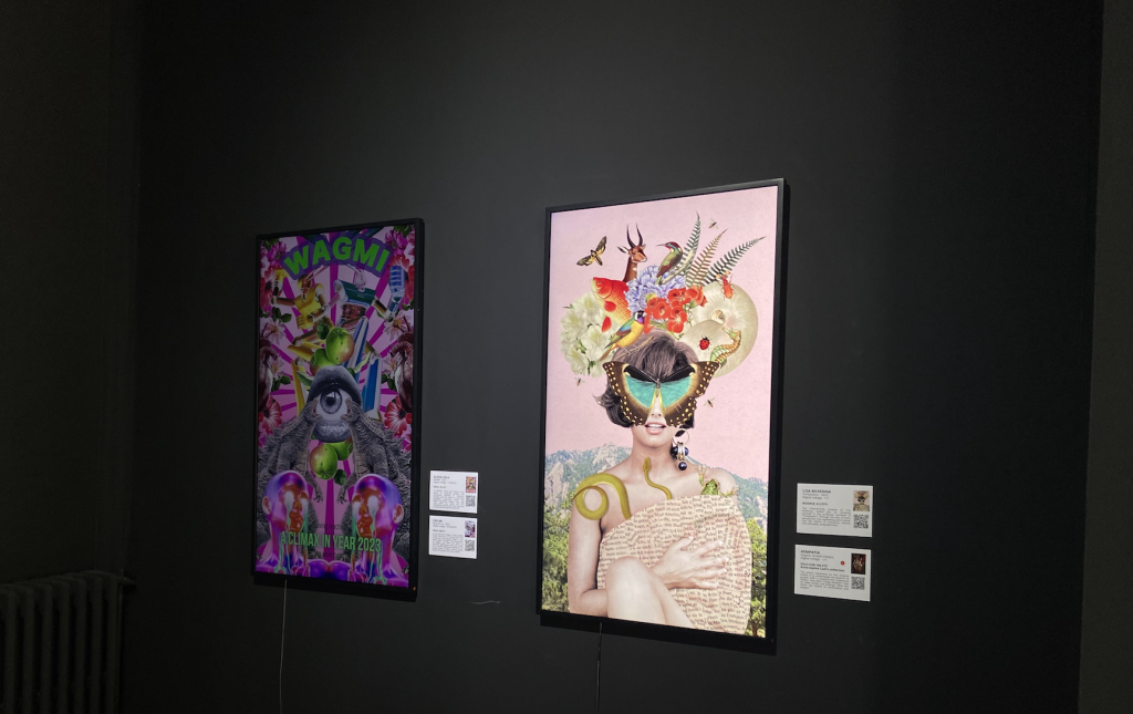 A picture of two artworks from the GXRLS revolution exhibition.