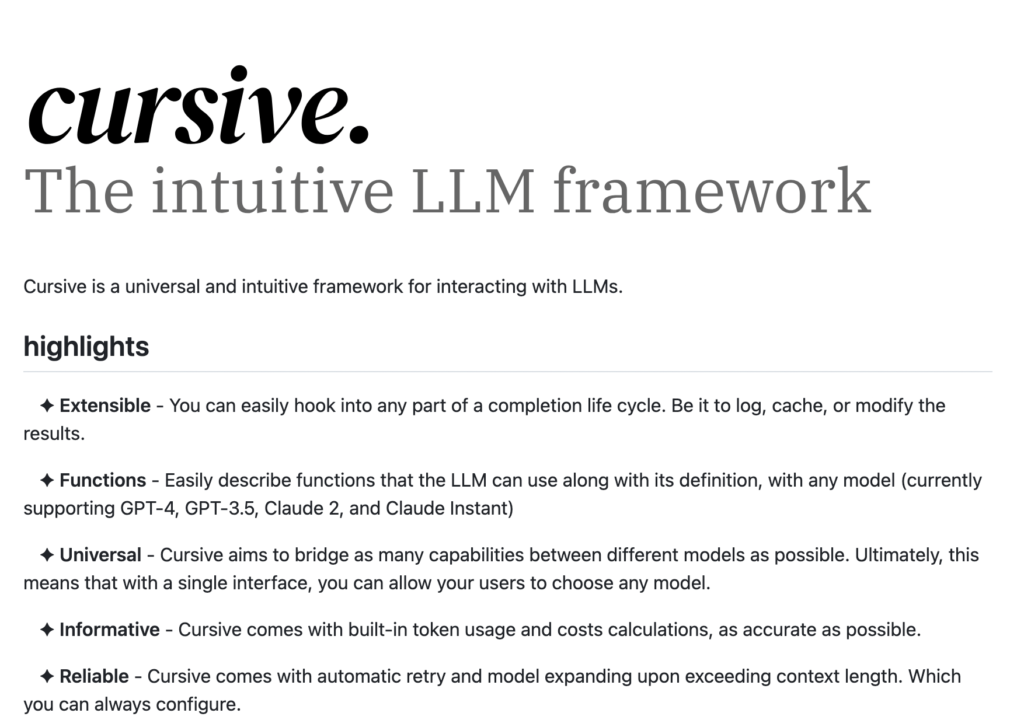 Meet Cursive: A Universal and Intuitive AI Framework for Interacting with LLMs