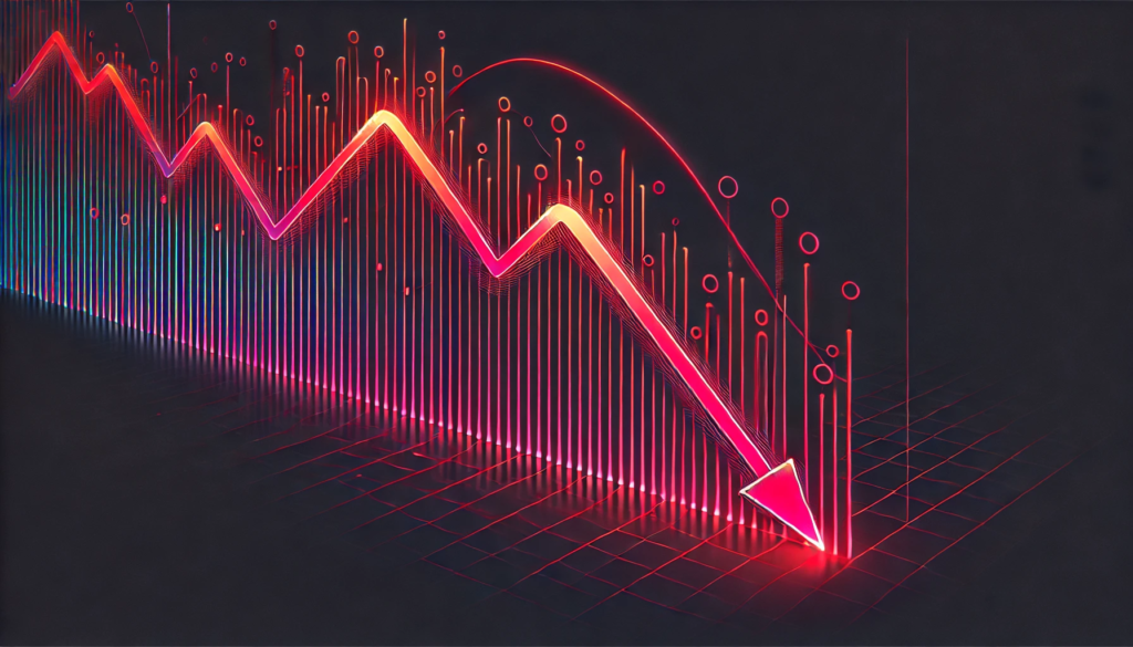 down-trending market charts using red