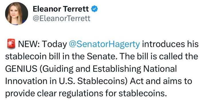 Senator Hagerty Introduces GENIUS Act to Regulate Stablecoins, Aligning with Trump's Crypto Agenda