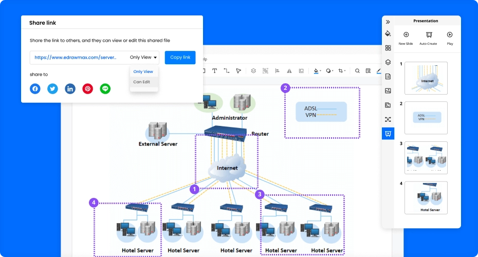 dashboard of Edrawmax, one of the network planning tools